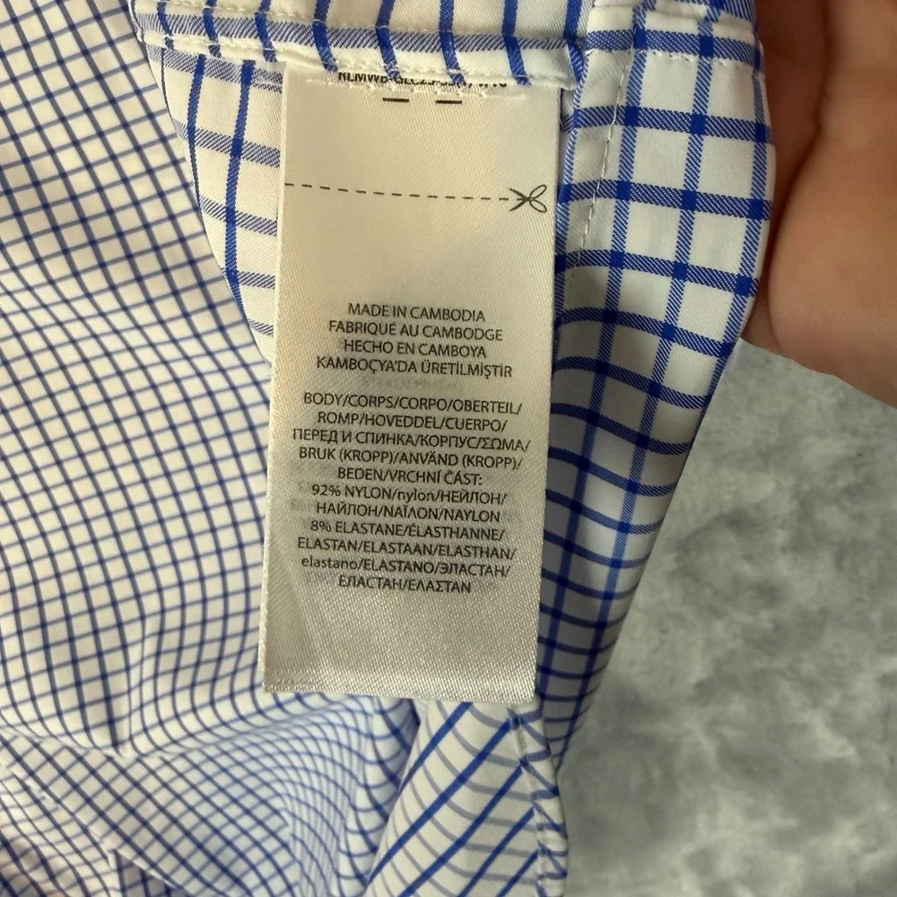 Polo Ralph Lauren Performance Button Down Shirt Mens XL Blue White Window Pane